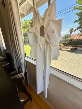 Meshki White Mini Dress with Oversized Bow